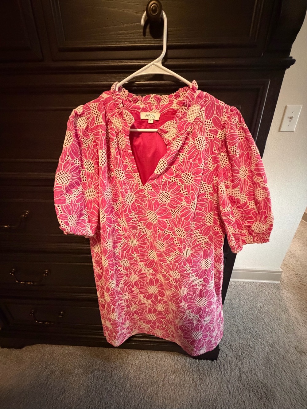 Avara Pink Floral Puff-Sleeve Women's Dress